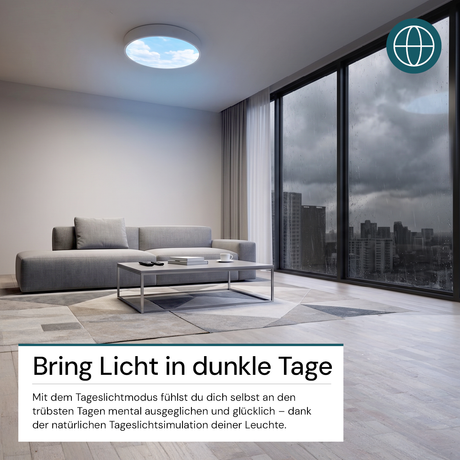 LED Sky Light, Deckenleuchte, Full Spectrum, 60W, 4800lm, IP20, ø400x40mm, 1800-12000K (CCT), weiß.
