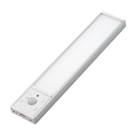 LED Schrankbeleuchtung mit Bewegungsmelder, Silberton, 20 cm, dimmbar, einstellbare Lichtfarbe, USB-aufladbar, einfache Befestigung, Unterbauleuchte