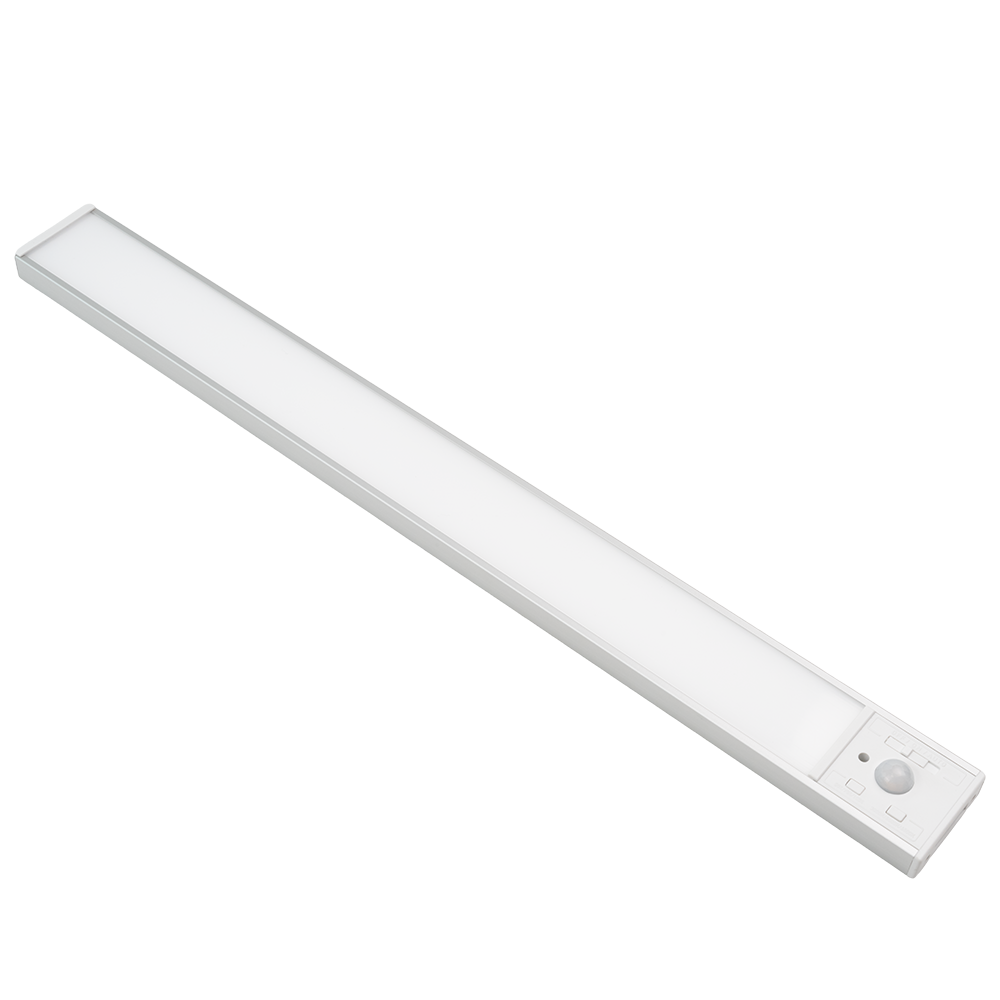 LED Schrankbeleuchtung mit Bewegungsmelder, Silberton, 40 cm, dimmbar, einstellbare Lichtfarbe, USB-aufladbar, einfache Befestigung, Unterbauleuchte –