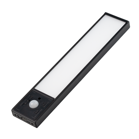 LED Schrankbeleuchtung mit Bewegungsmelder, schwarz, 20 cm, dimmbar, einstellbare Lichtfarbe, USB-aufladbar, einfache Befestigung, Unterbauleuchte
