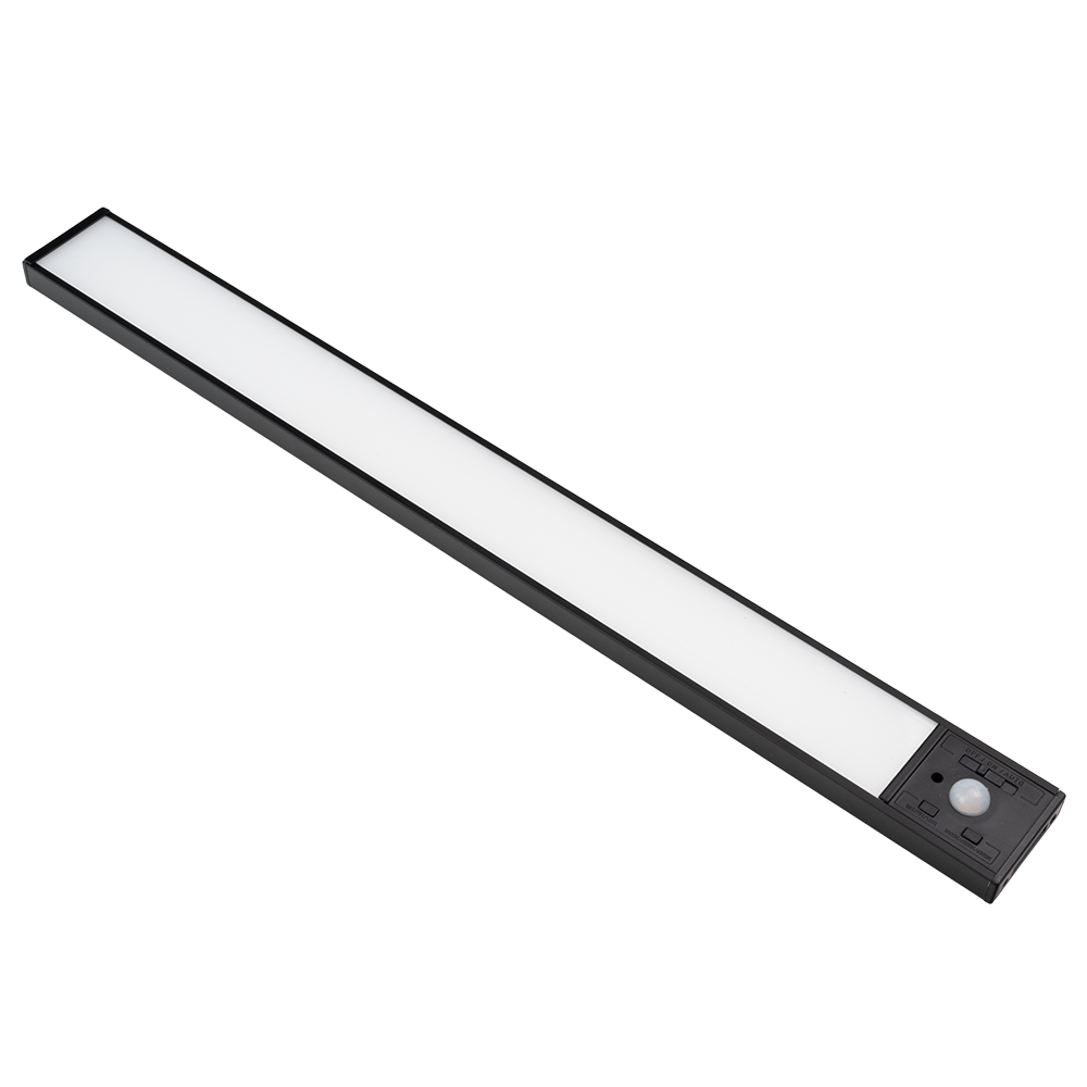 LED Schrankbeleuchtung mit Bewegungsmelder, schwarz, 40 cm, dimmbar, einstellbare Lichtfarbe, USB-aufladbar, einfache Befestigung, Unterbauleuchte