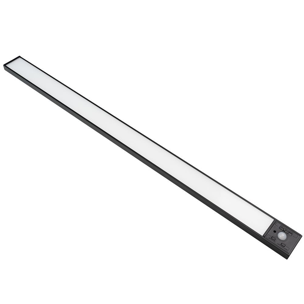 LED Schrankbeleuchtung mit Bewegungsmelder, schwarz, 60 cm, dimmbar, einstellbare Lichtfarbe, USB-aufladbar, einfache Befestigung, Unterbauleuchte