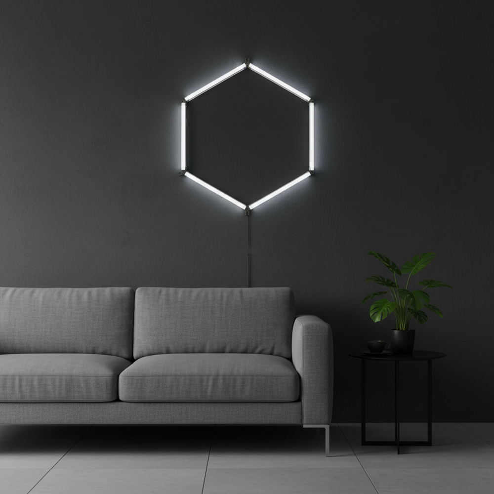 LED Deckenleuchte, HexaForm, 1er Set, 6500 K (Kaltweiß), Hexagon Leuchte, 40 W Garagenlampe, Salon Beleuchtung