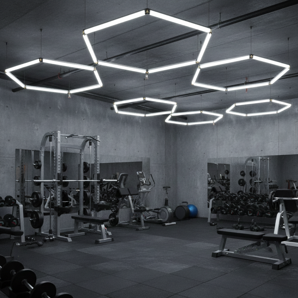 LED Deckenleuchte, HexaForm, 1er Set, 6500 K (Kaltweiß), Hexagon Leuchte, 40 W Garagenlampe, Salon Beleuchtung