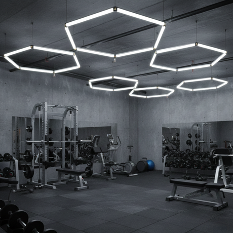 LED Deckenleuchte, HexaForm, 1er Set, 6500 K (kaltweiß), Hexagon Leuchte, 40 W Garagenlampe, Salon Beleuchtung