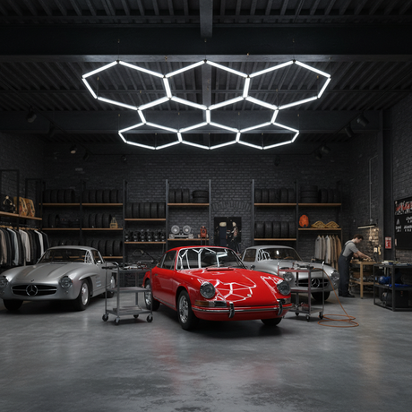 LED Deckenleuchte, HexaForm, 8er Set, 6500 K (kaltweiß), Hexagon Leuchte, Garagenlampe, Salon Beleuchtung