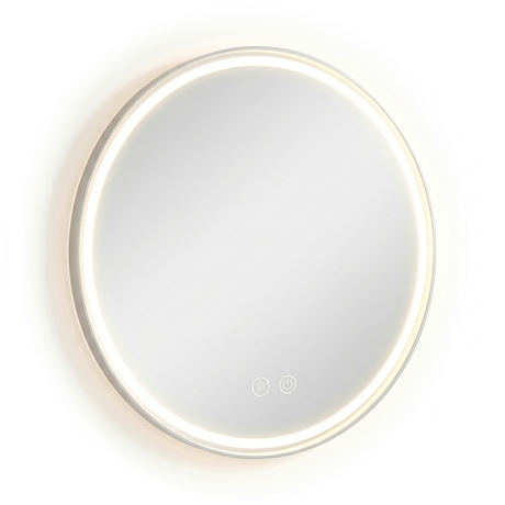 LED Spiegelleuchte, 20 W, 232 lm, ⌀600mm, 3CCT, Touchdimmer, Anti-Beschlag, silber.