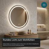 LED Spiegelleuchte, 20 W, 232 lm, ⌀600mm, 3CCT, Touchdimmer, Anti-Beschlag, silber.