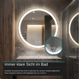 LED Spiegelleuchte, 20 W, 232 lm, ⌀600mm, 3CCT, Touchdimmer, Anti-Beschlag, silber.
