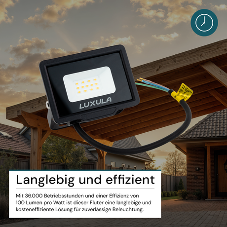 LED-Fluter, 10 W, 4000 K (neutralweiß), 1000 lm, schwarz, IP65.