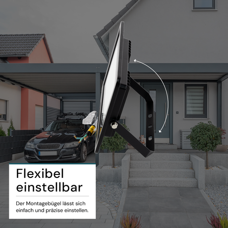 LED-Fluter, 30 W, 3000 K (warmweiß), 3000 lm, schwarz, IP65.