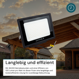 LED-Fluter, 100 W, 3000 K (warmweiß), 10000 lm, schwarz, IP65