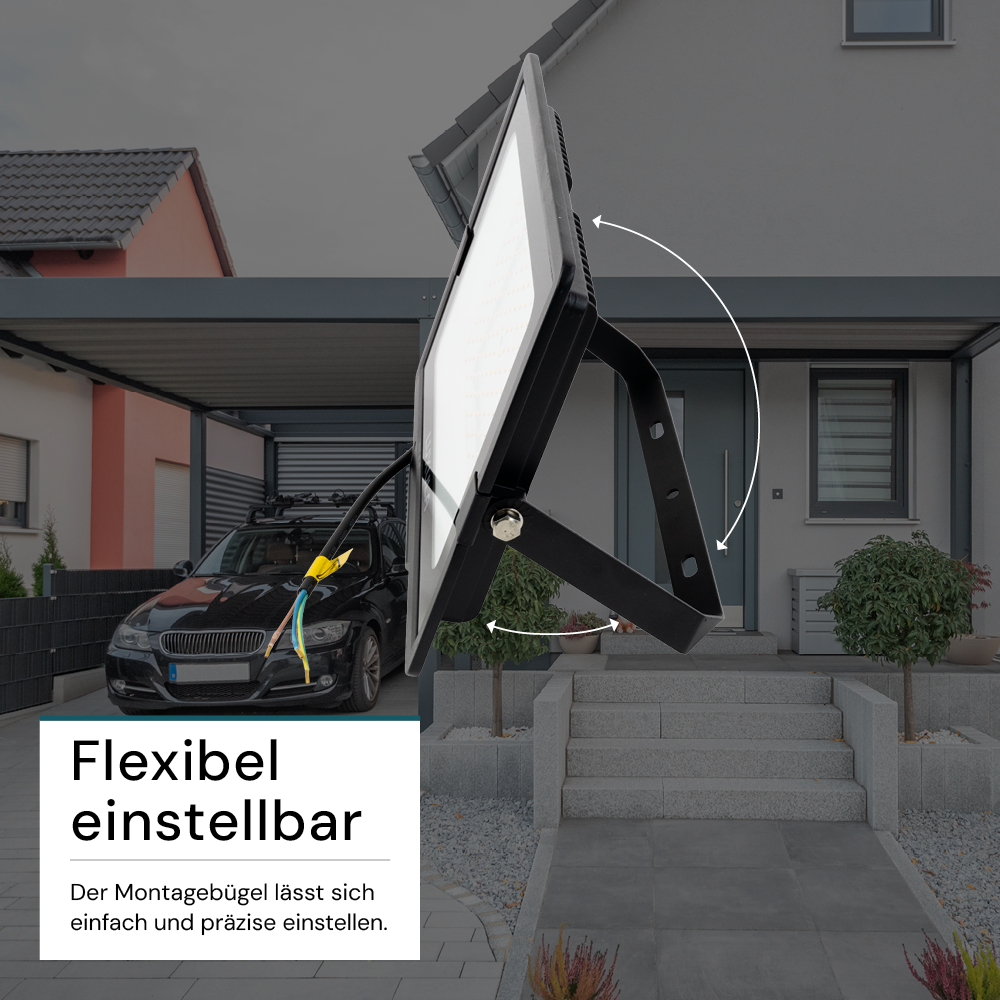 LED-Fluter, 150 W, 3000 K (warmweiß), 15000 lm, schwarz, IP65