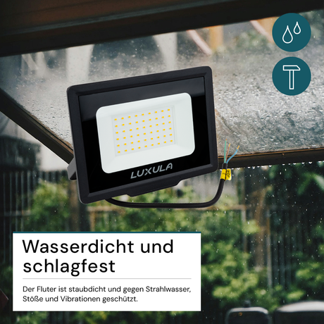 2er Pack LED-Fluter, 50 W, 4000 K (neutralweiß), 5000 lm, schwarz, IP65.