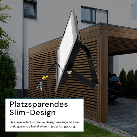 LED-Fluter, 150 W, 4000 K (neutralweiß), 15000 lm, schwarz, IP65.