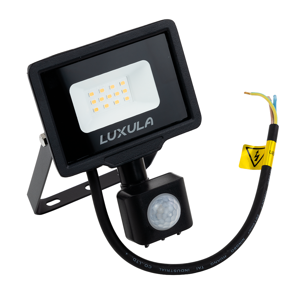 LED-Fluter mit Bewegungsmelder, 10 W, 3000 K (warmweiß), 1000 lm, schwarz, IP65