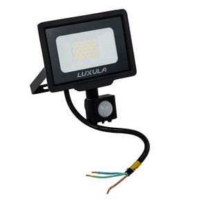 LED-Fluter mit Bewegungsmelder, 20 W, 3000 K (warmweiß), 2000 lm, schwarz, IP65.