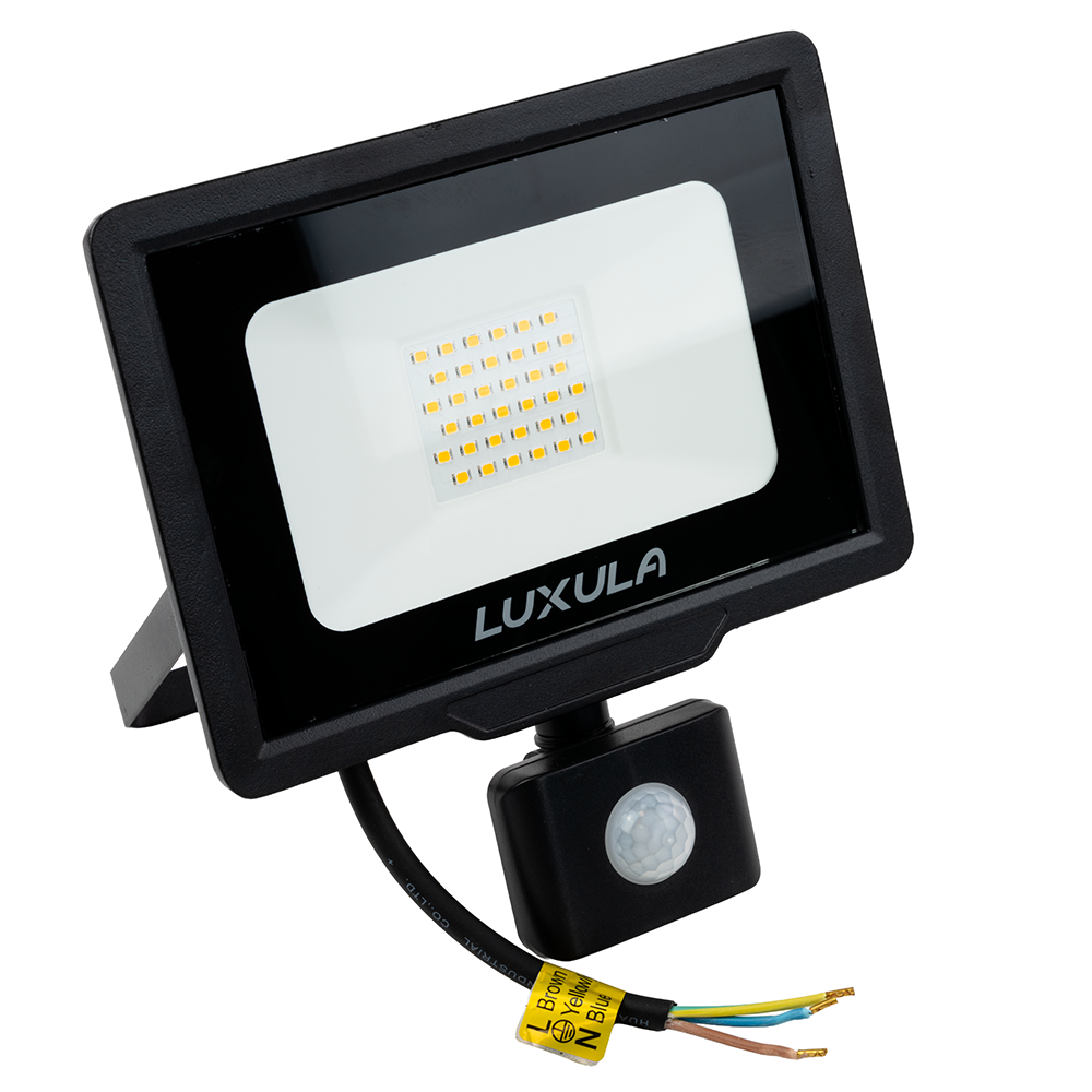 LED-Fluter mit Bewegungsmelder, 30 W, 3000 K (warmweiß), 3000 lm, schwarz, IP65