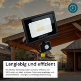 LED-Fluter mit Bewegungsmelder, 30 W, 3000 K (warmweiß), 3000 lm, schwarz, IP65