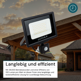 LED-Fluter mit Bewegungsmelder, 50 W, 4000 K (neutralweiß), 5000 lm, schwarz, IP65