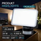 LED-Fluter, 24 W, 1.800 lm, 4.000 K, schwarz, FlexSpot, PowerLight