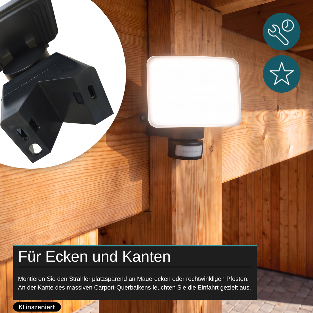 LED-Fluter, 24 W, 1.800 lm, 4.000 K, schwarz, FlexSpot, PowerLight