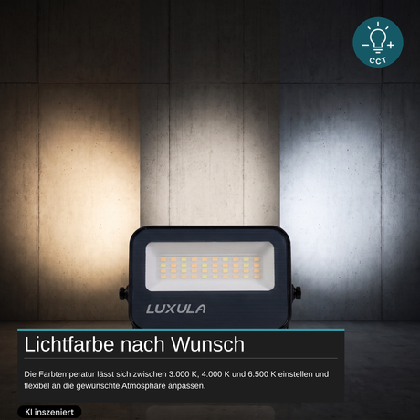 LED CCT Fluter, 20W, 3CCT(3000K-4000K-6500K), 2200 lm, IP66,IK08, Grau.