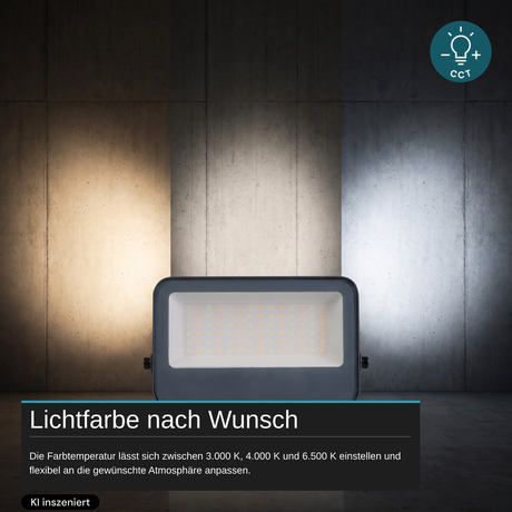 LED CCT Fluter, 30W, 3CCT(3000K-4000K-6500K), 3600 lm, IP66, IK08,  Grau.