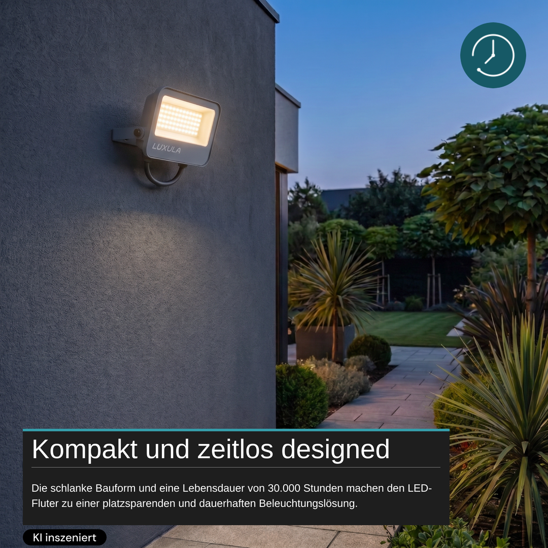 LED CCT Fluter, 30W, 3CCT(3000K-4000K-6500K), 3600 lm, IP66, IK08,  Grau.