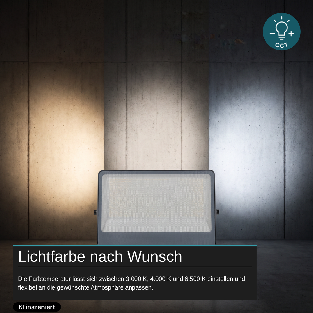 LED CCT Fluter, 200W, 3CCT(3000K-4000K-6500K), 24000 lm, IP66, IK08,  Grau.