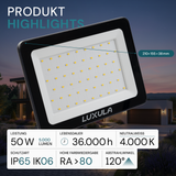 LED-Fluter mit Schnellverbinder, 50 W, 4000 K (neutralweiß), 5000 lm, schwarz, IP65
