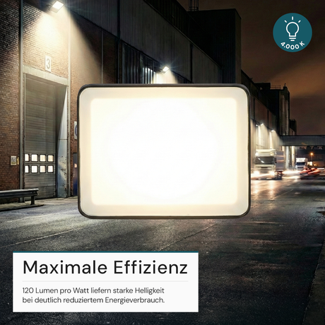 LED-Fluter, BeamPlug, 10 W, 4000 K (neutralweiß), 1200 lm, schwarz, energiesparend, verstellbare Leuchtrichtung, Plug-In Sensor Vorrichtung, IP65 Kabelverbinder, Wand- & Eckmontage