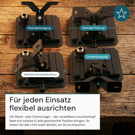 LED-Fluter, BeamPlug, 20 W, 4000 K (neutralweiß), 2400 lm, schwarz, energiesparend, verstellbare Leuchtrichtung, Plug-In Sensor Vorrichtung, IP65 Kabelverbinder, Wand- & Eckmontage