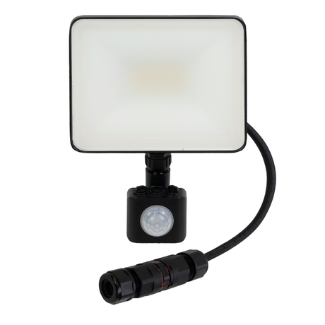 LED-Fluter, BeamPlug, 20 W, 4000 K (neutralweiß), 2400 lm, schwarz, energiesparend, verstellbare Leuchtrichtung, Plug-In Sensor Vorrichtung, IP65 Kabelverbinder, Wand- & Eckmontage