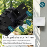 LED-Fluter, BeamPlug, 20 W, 4000 K (neutralweiß), 2400 lm, schwarz, energiesparend, verstellbare Leuchtrichtung, Plug-In Sensor Vorrichtung, IP65 Kabelverbinder, Wand- & Eckmontage