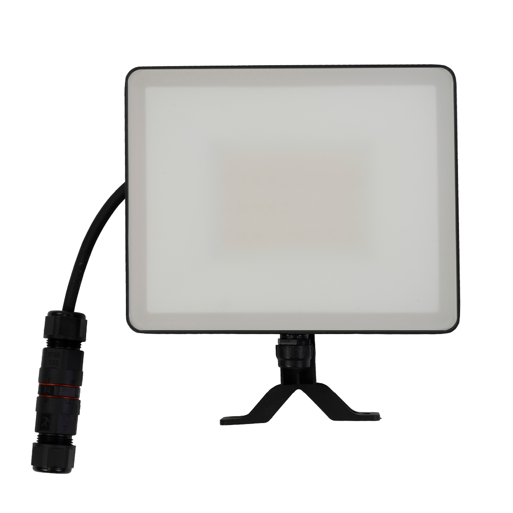 LED-Fluter, BeamPlug, 50 W, 4000 K (neutralweiß), 6000 lm, schwarz, energiesparend, verstellbare Leuchtrichtung, Plug-In Sensor Vorrichtung, IP65 Kabelverbinder, Wand- & Eckmontage