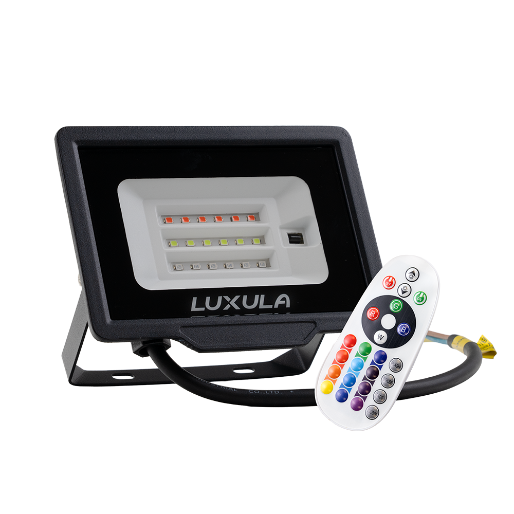 RGB LED-Fluter, 20 W, schwarz, IP65, mit Fernbedienung, RGBW-Farbwechsel