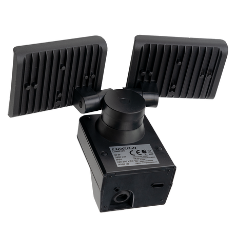 Schwenkbarer LED Fluter, 2-köpfig, 2x 15 W, 3200 lm, 4000 K (neutralweiß), IP54, flexibler Strahler, Aluminiumguss, Wandleuchte