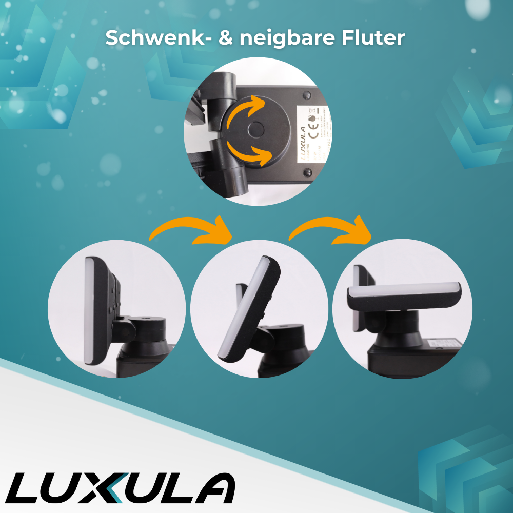 Schwenkbarer LED Fluter, 2-köpfig, 2x 15 W, 3200 lm, 4000 K (neutralweiß), IP54, flexibler Strahler, Aluminiumguss, Wandleuchte | Lichttechnik24.de.