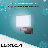 Schwenkbarer LED Fluter, 20 W, 2100 lm, 4000 K (neutralweiß), IP54, flexibler Strahler, Aluminiumdruckguss, Wandleuchte