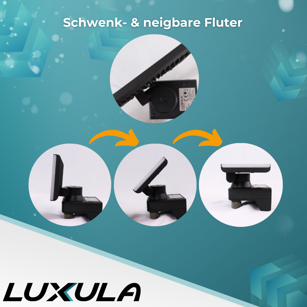 Schwenkbarer LED Fluter, 20 W, 2100 lm, 4000 K (neutralweiß), IP54, flexibler Strahler, Aluminiumdruckguss, Wandleuchte | Lichttechnik24.de.