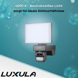 Schwenkbarer LED Fluter mit Bewegungsmelder, 20 W, 2100 lm, 4000 K (neutralweiß), IP54, flexibler Strahler, Aluminiumdruckguss, Wandleuchte