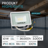LED-Fluter, 10 W, 3000 K (warmweiß), 1000 lm, weiß, IP65