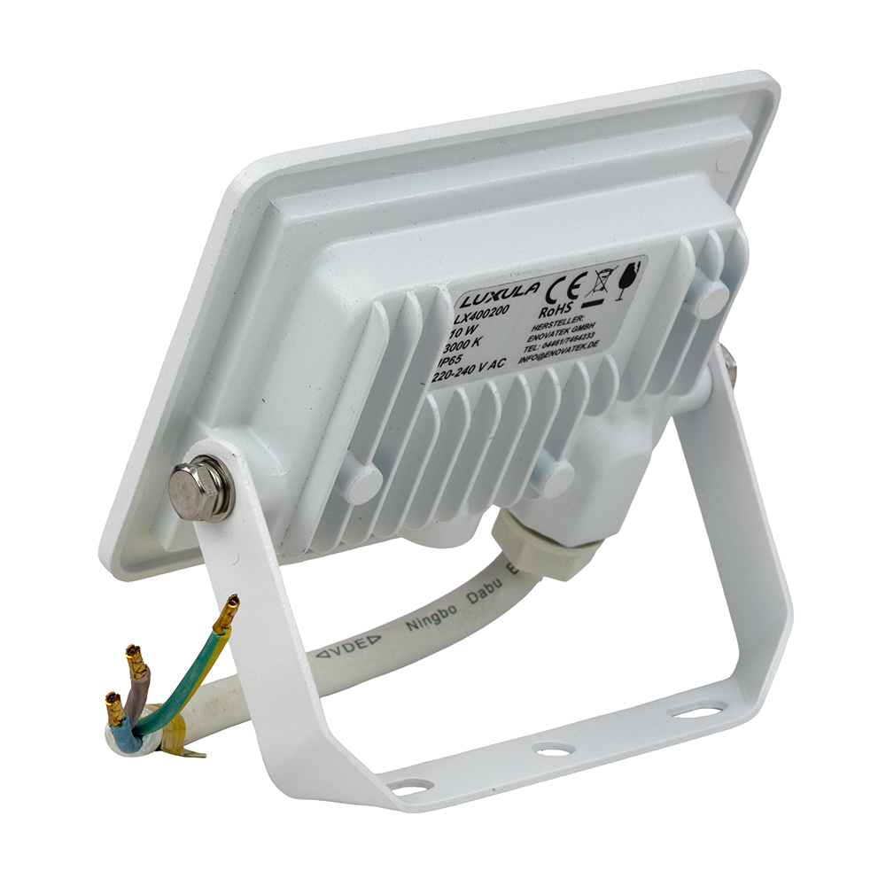 LED-Fluter, 10 W, 3000 K (warmweiß), 1000 lm, weiß, IP65