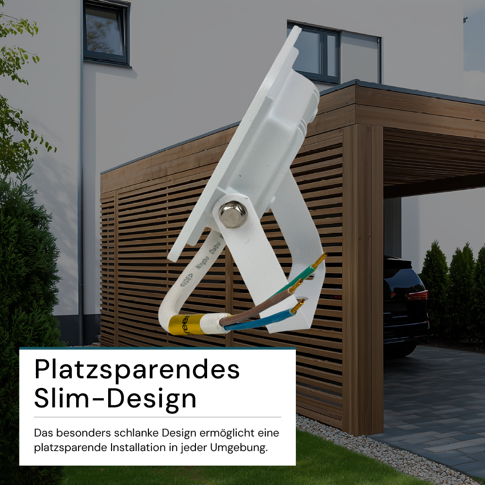 LED-Fluter, 10 W, 3000 K (warmweiß), 1000 lm, weiß, IP65