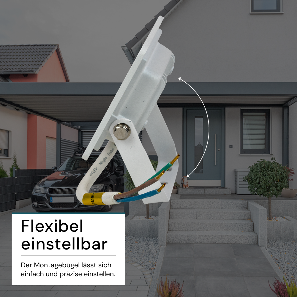 LED-Fluter, 10 W, 3000 K (warmweiß), 1000 lm, weiß, IP65