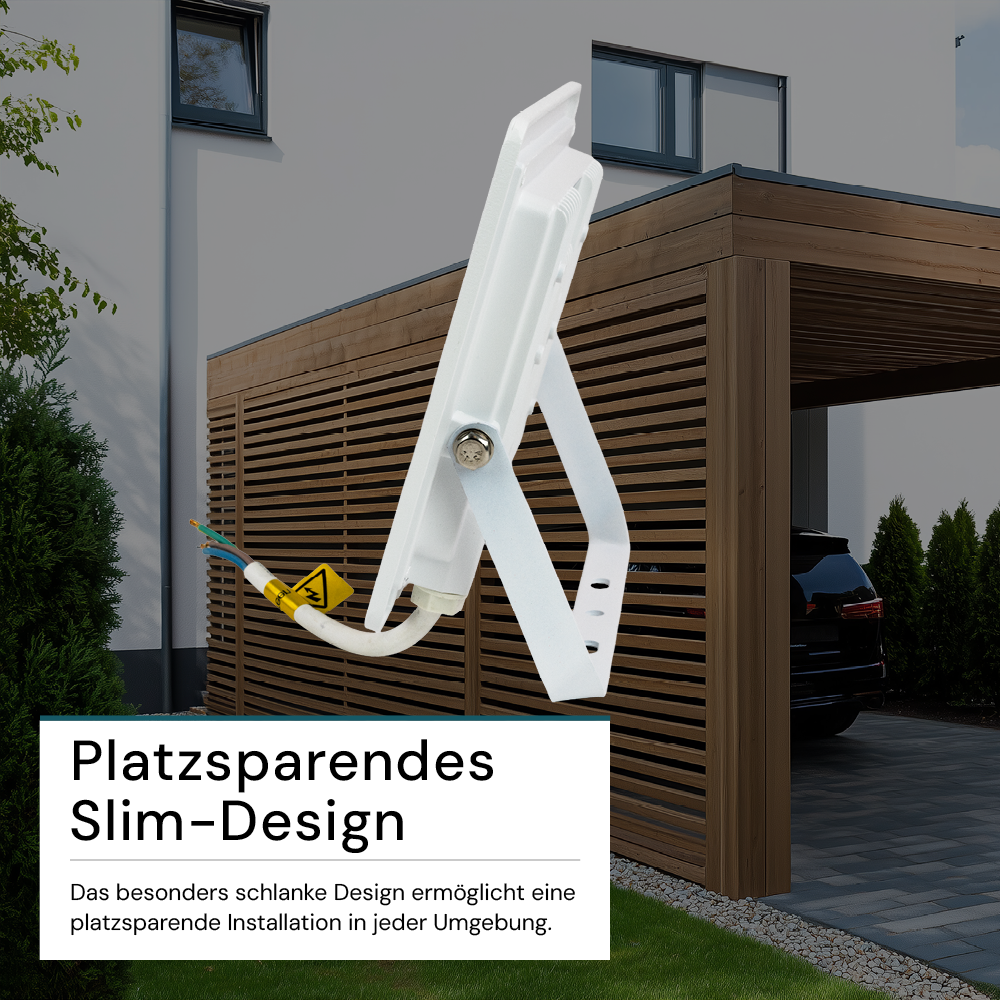 LED-Fluter, 50 W, 3000 K (warmweiß), 5000 lm, weiß, IP65