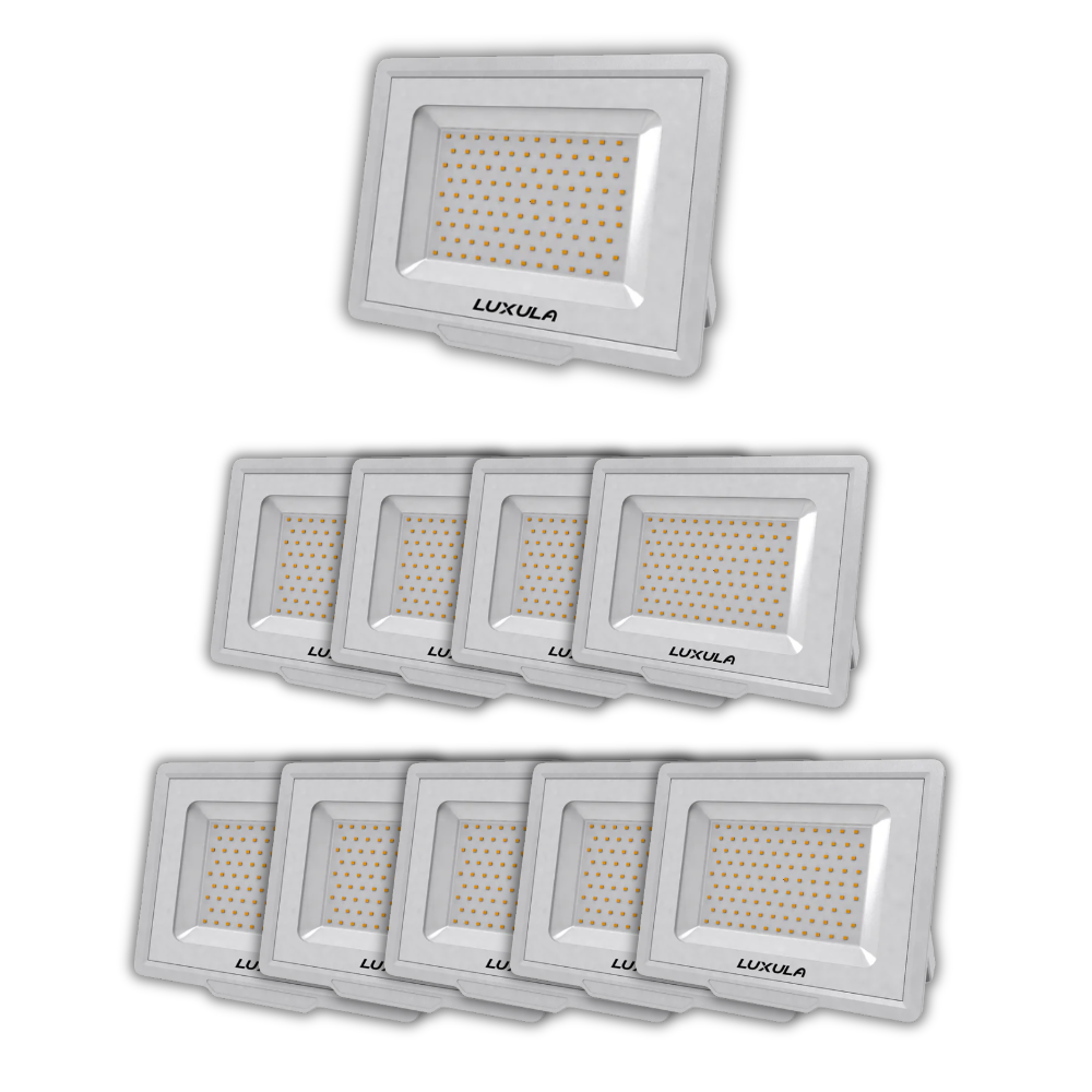 10er Pack LED-Fluter, 100 W, 4000 K (neutralweiß), 10000 lm, weiß, IP65 ...
