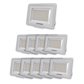 10er Pack LED-Fluter, 100 W, 4000 K (neutralweiß), 10000 lm, weiß, IP65.