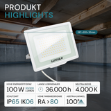 LED-Fluter, 100 W, 4000 K (neutralweiß), 10000 lm, weiß, IP65